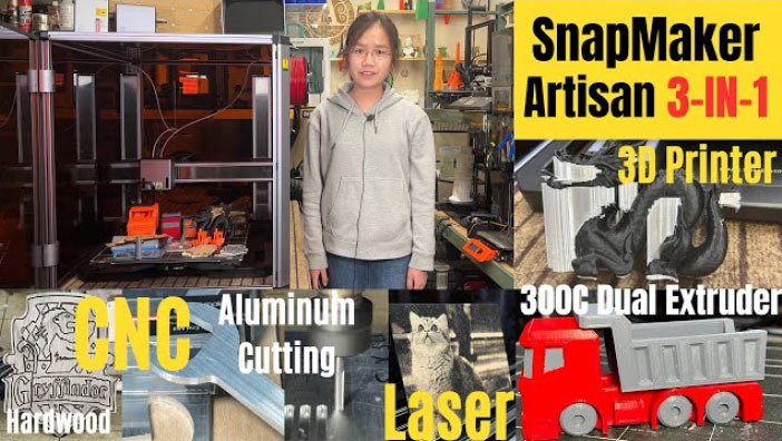 Snapmaker Artisan 3 in 1, dual extruder 3D printer, laser engraver & CNC met..